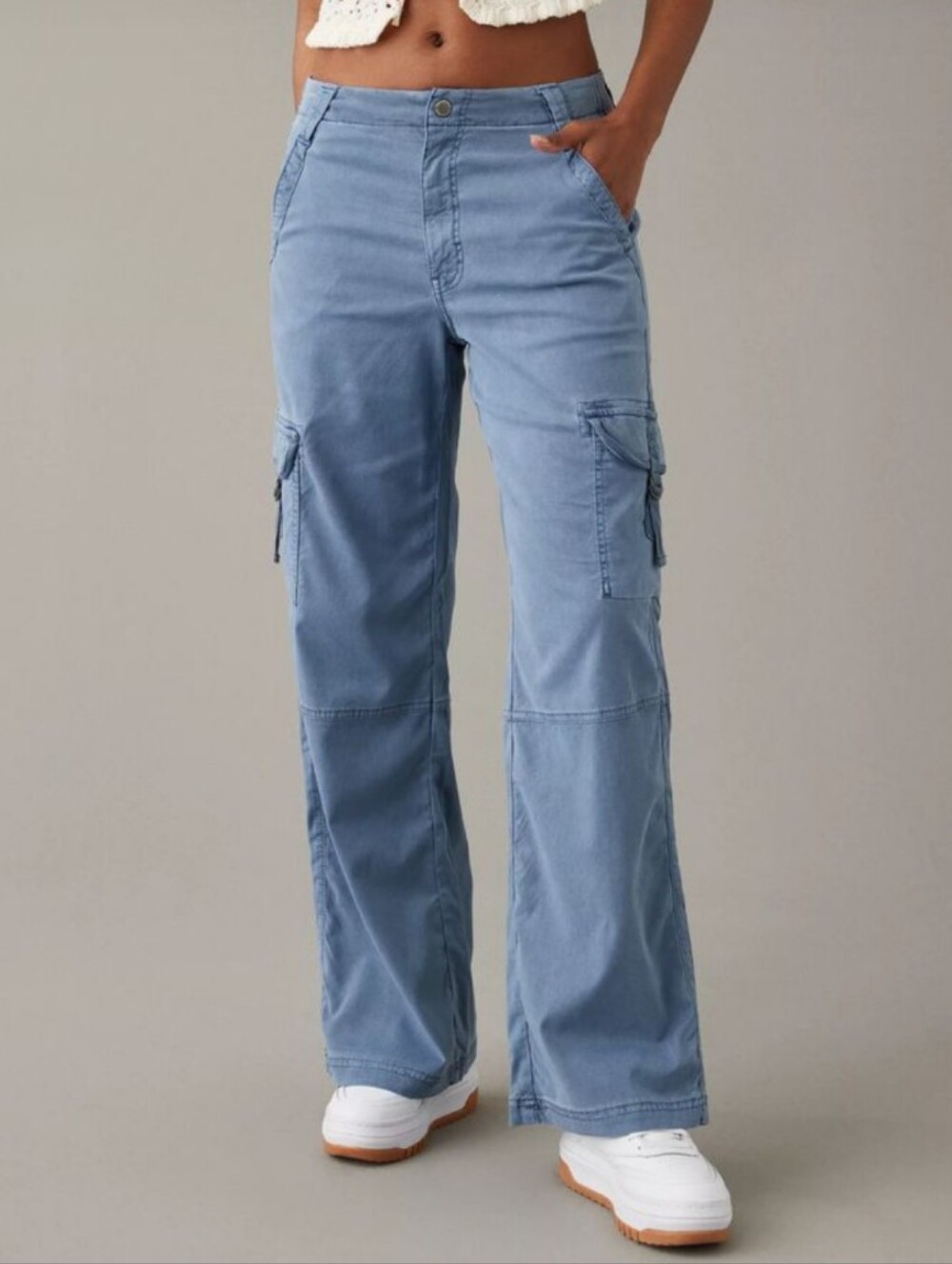 American Eagle Baggy Wide Leg cargo pants blue size 2 Long